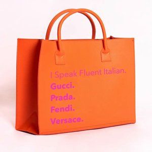100% VEGAN LEATHER LUXE TOTE [Orange] - BRAND NEW